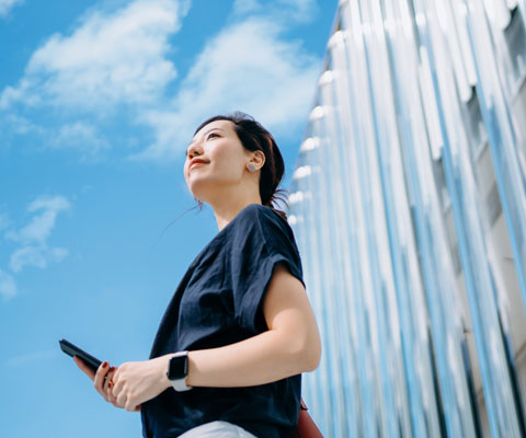 woman outside phone