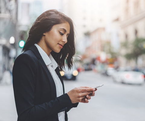 woman outside phone